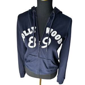 Love Tree Women’s Navy Blue Hollywood 89 Zip Up Hoodie Size Small
